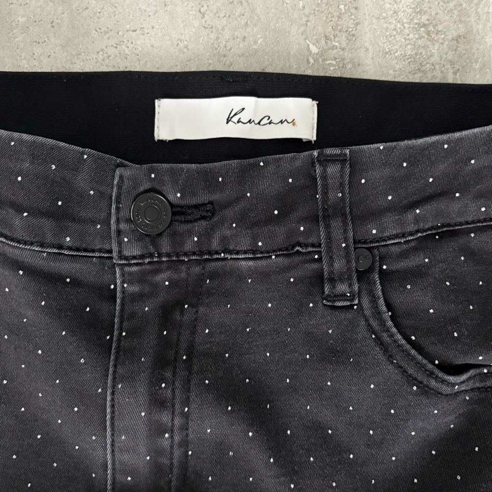 KanCan Women's Dark Gray Jeans with White Dots